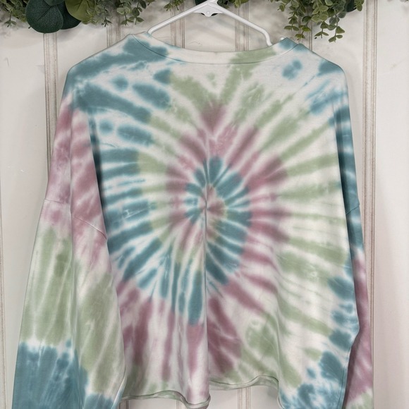 Project Social Tye Dye Cropped Sweatshirt SMALL Long Sleeve Hippie Casual Lounge - Picture 4 of 6